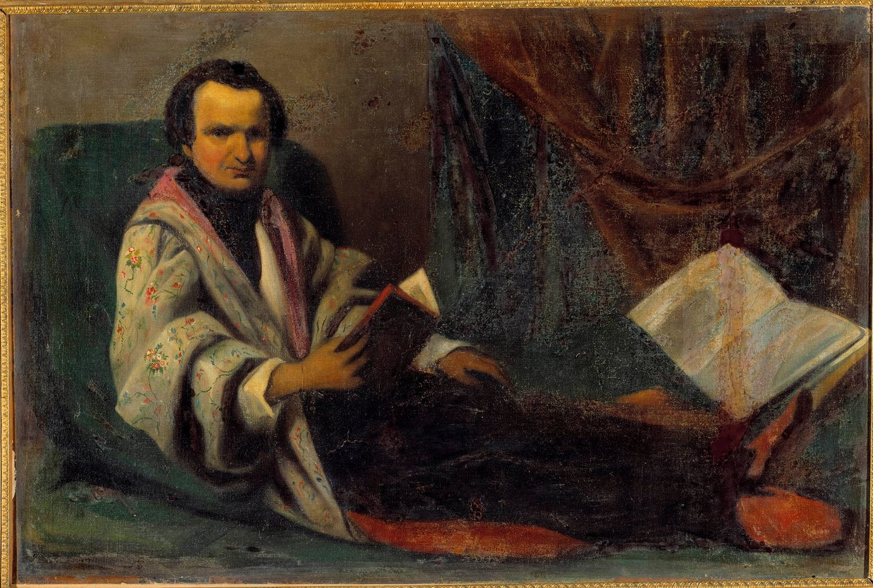 ヴィクトル・ユーゴー（1802-1885）の肖像 無名の絵画。19世紀太陽 0,66x0,98 m 作： 匿名匿名