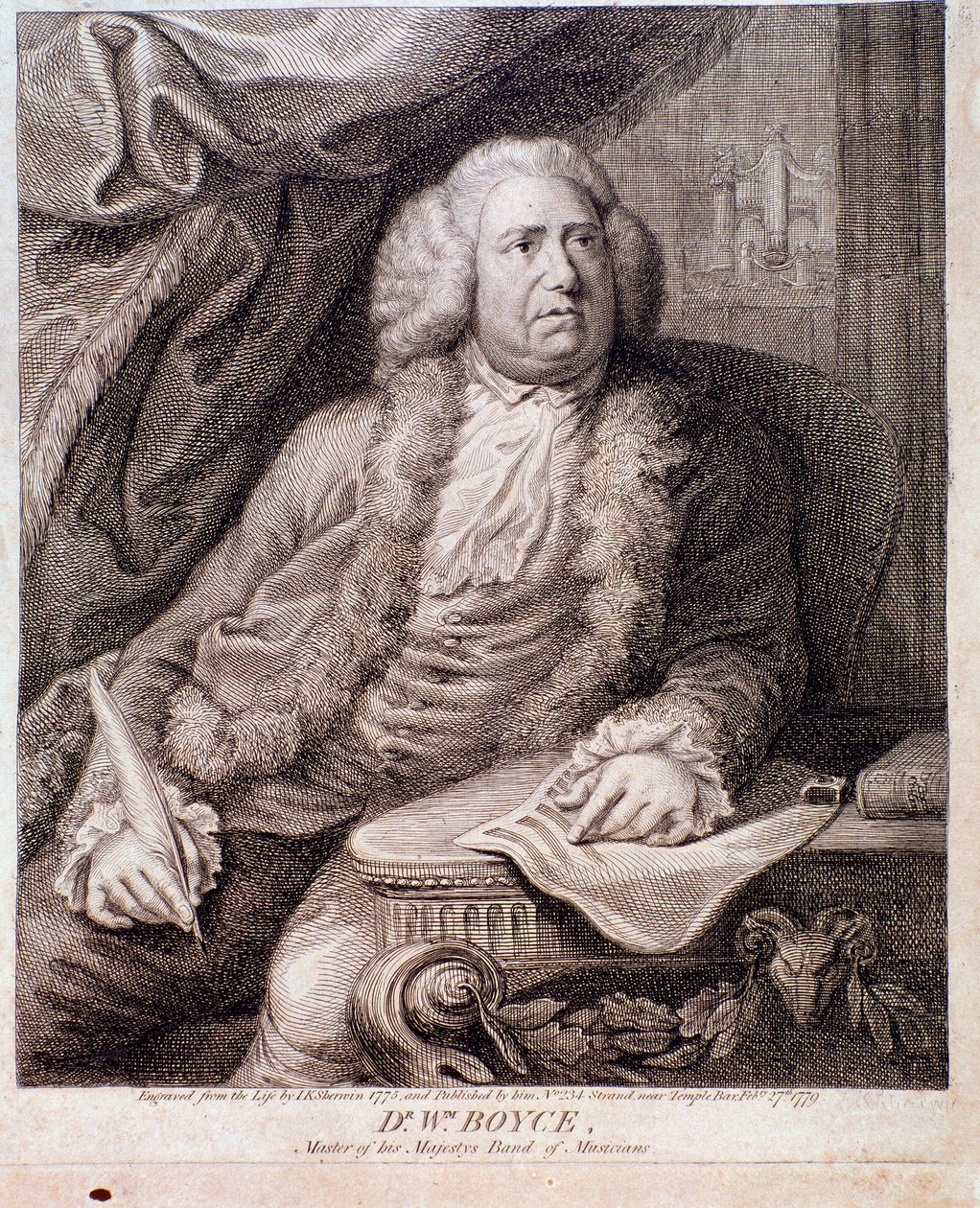 イギリスの作曲家ウィリアム・ボイスの肖像 (Engraving. 18世紀) 作： 匿名匿名