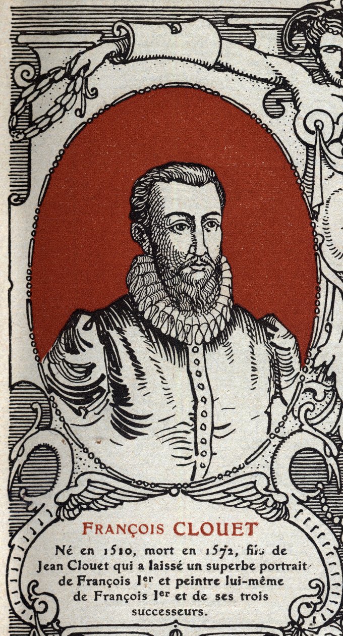 フランス人画家フランソワ・クルエ（1510-1572）の肖像 1914年のエングレーヴィング。 作： 匿名匿名