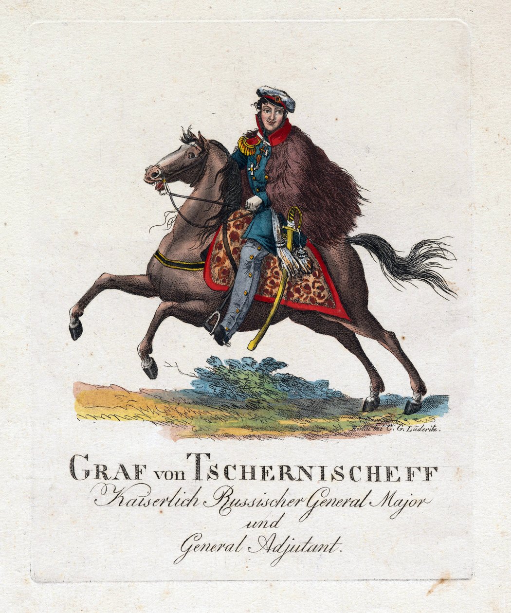 アレクサンドル・イヴァノヴィッチ・チェルニーチェフ侯爵（1786-1857）の肖像 - 匿名 - 1813 - アクアチント - 25,6x22 - 個人蔵 作： 匿名匿名