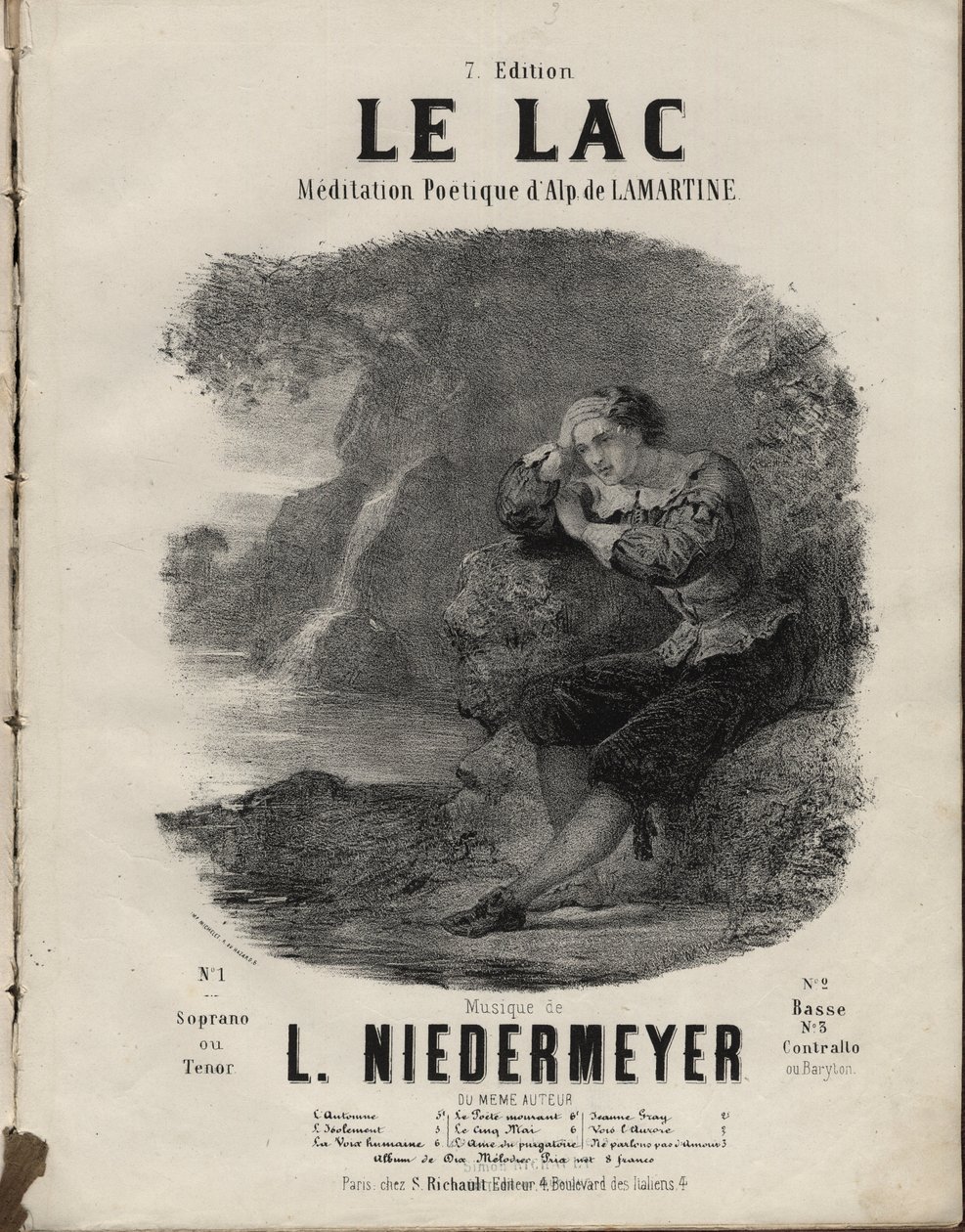Le Lac "の楽譜 Meditation Poetique De Alphonse de Lamartine, Musique De Abraham, Louis Niedermeyer Private Collectionです。 作： 匿名匿名