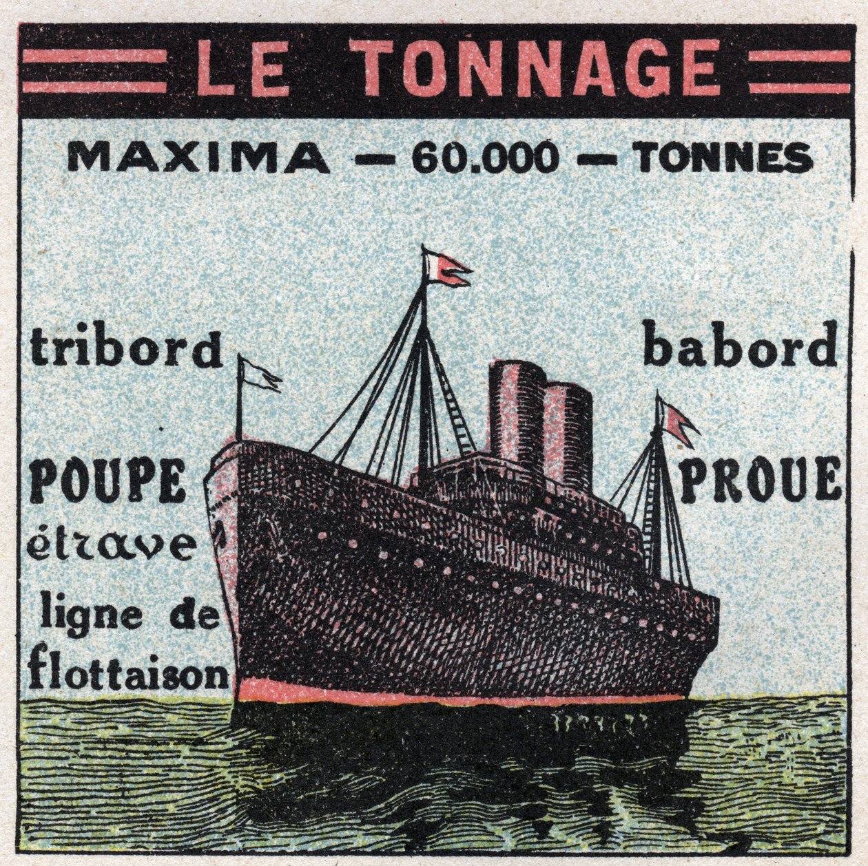 船と船：トン数1925年の匿名のイラスト。個人蔵。 作： 匿名匿名