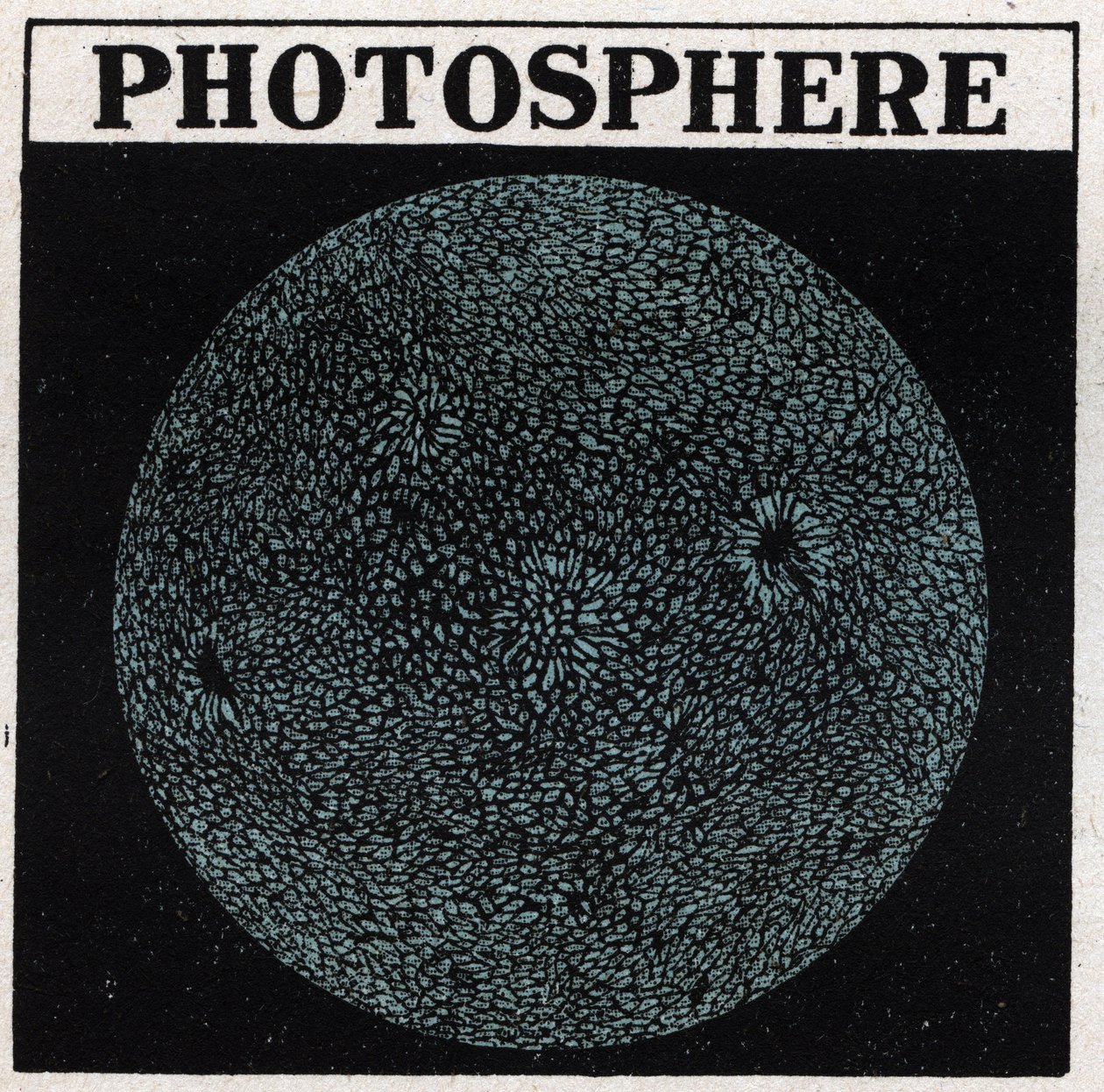 スペクトル解析：太陽の組成太陽の表面は光球と呼ばれる。1925年の匿名のイラスト。個人蔵。 作： 匿名匿名
