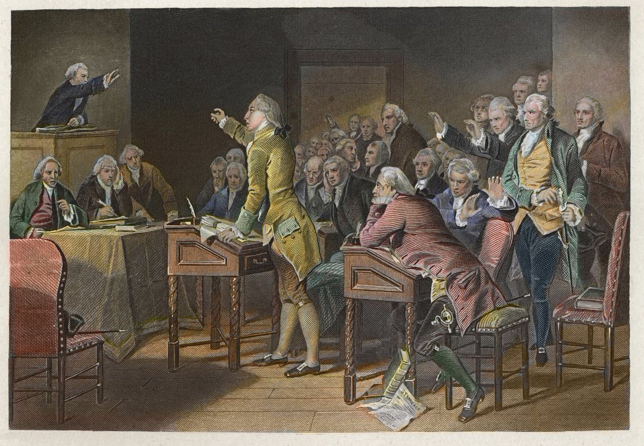 Stamp Act (Duties in American Colonies Act) - アメリカ革命の指導者パトリック・ヘンリー(1736-1799)が1765年にヴァージニア州議会で行ったスタンプ法反対の演説 - パトリック・ヘンリーが1765年にヴァージニア州議会で行ったスタンプ法反対の演説。 作： 匿名匿名