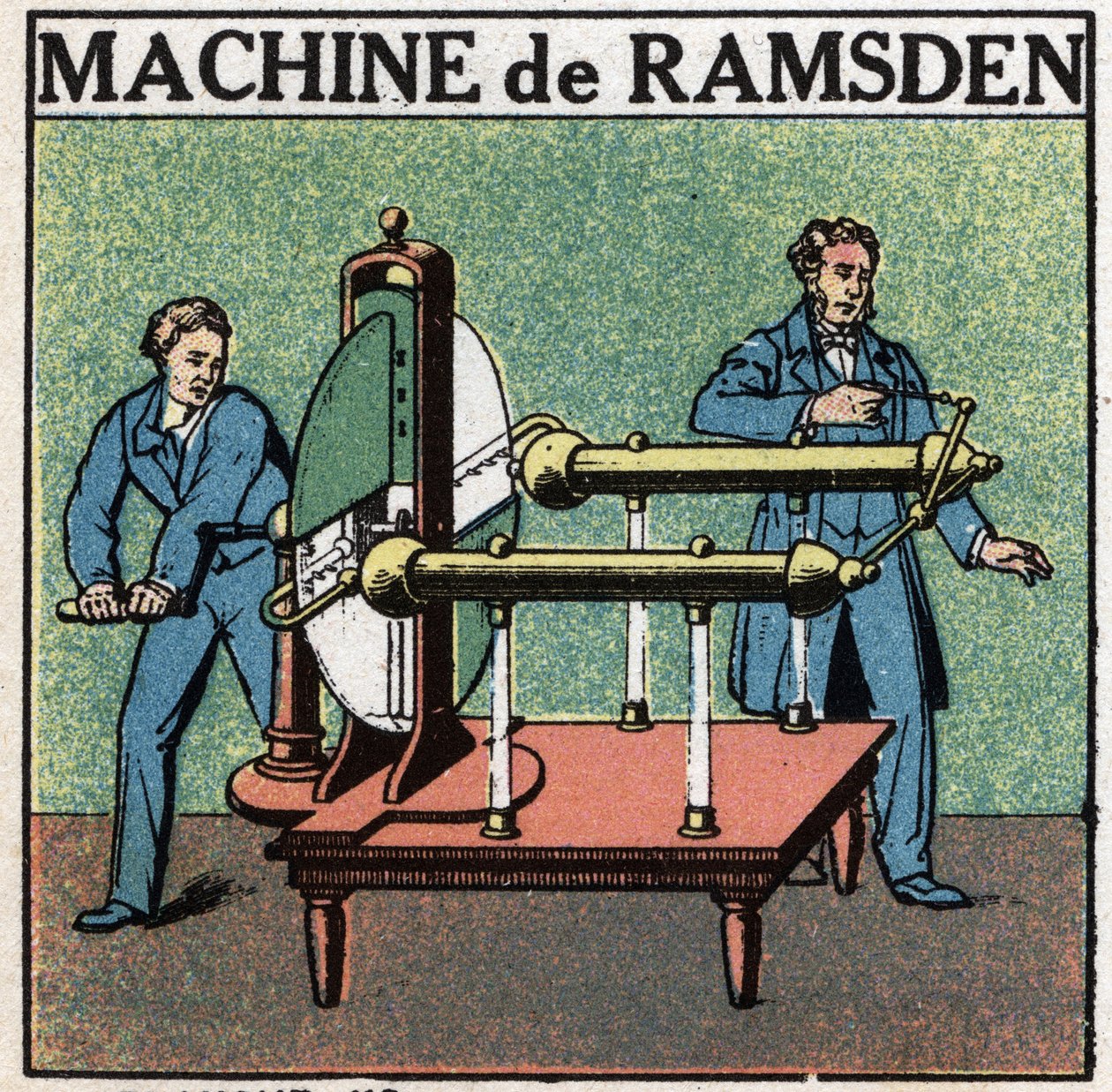静止画マシン：マシンの追加。1768年に発明されたJesse Ramsden(1735 -1800)の機械。1925年の匿名のイラスト。個人蔵。 作： 匿名匿名