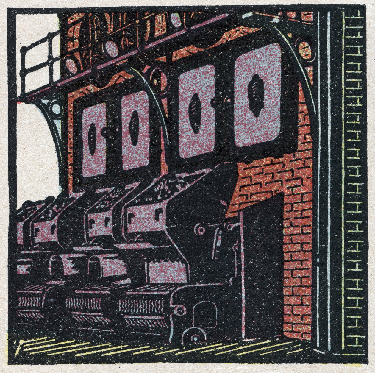 蒸気発生器：ボイラーのバッテリー。1925年の匿名のイラスト。個人蔵。 作： 匿名匿名