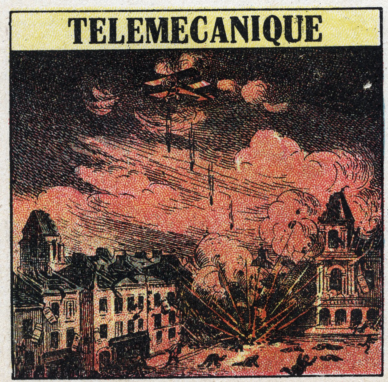 T.S.F.：テレメカニクス、電磁波を使って距離をコントロールする技術。1925年の匿名のイラスト。個人蔵。 作： 匿名匿名