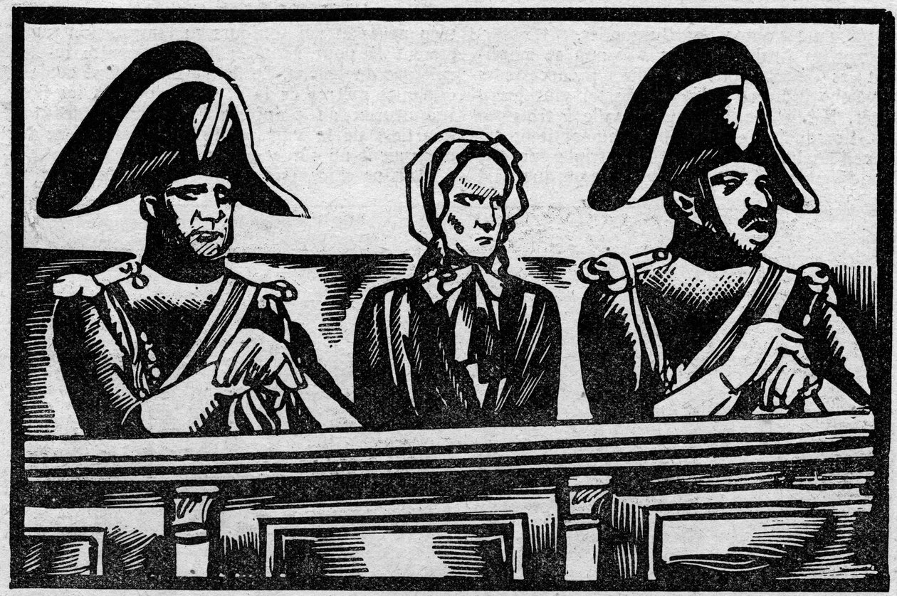 1825年11月、雇い主の近くで起きた幼児殺害事件の裁判で証言台に立ったアンリエット・コルニエのケース。イラストは1931年の "Le petit journal illustrious "より引用。 作： 匿名匿名