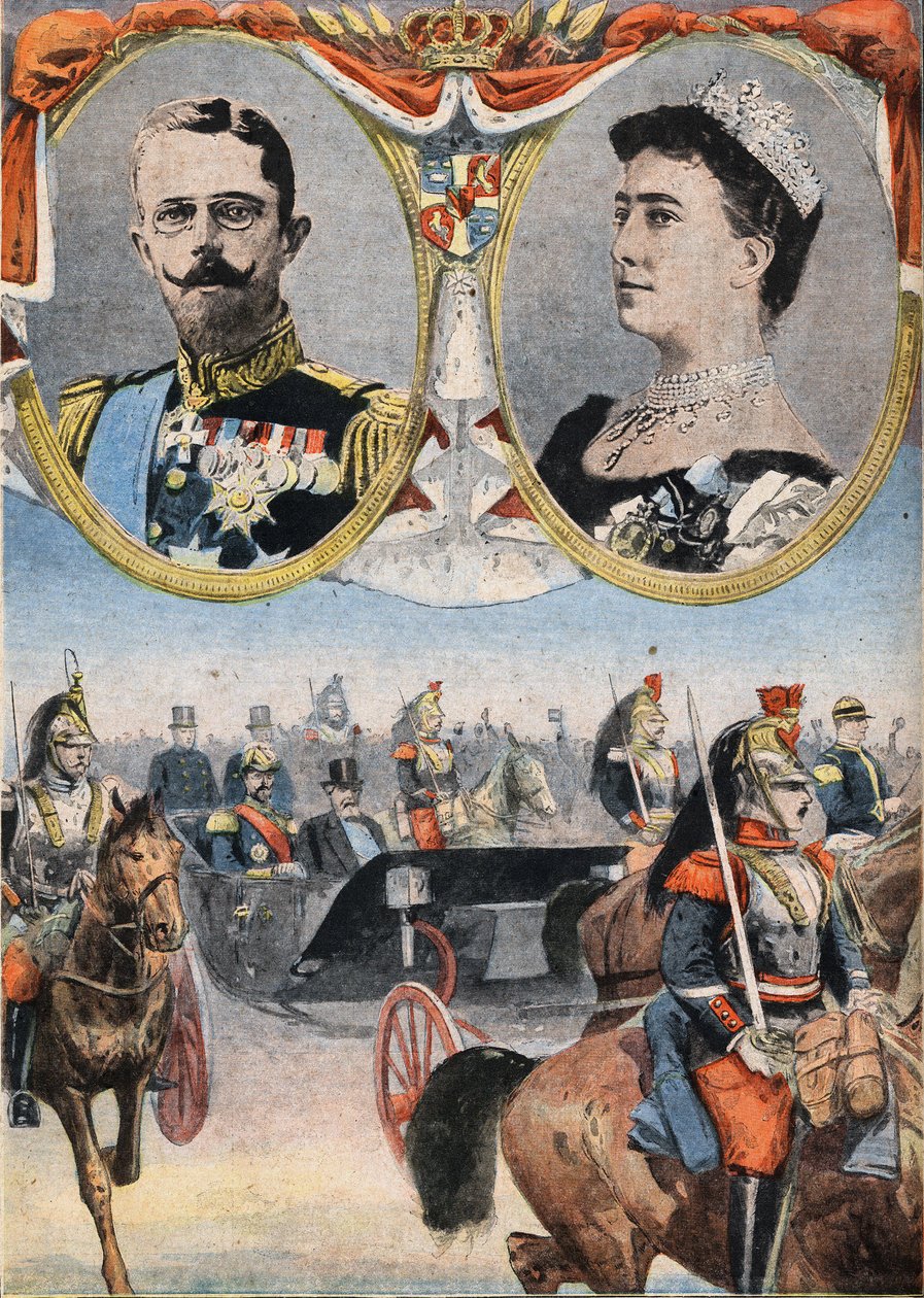 フランスのホテです。国王グスタフ5世（1858-1950）とスエードの女王ヴィクトリア（Viktoria de Bade 作： 匿名匿名