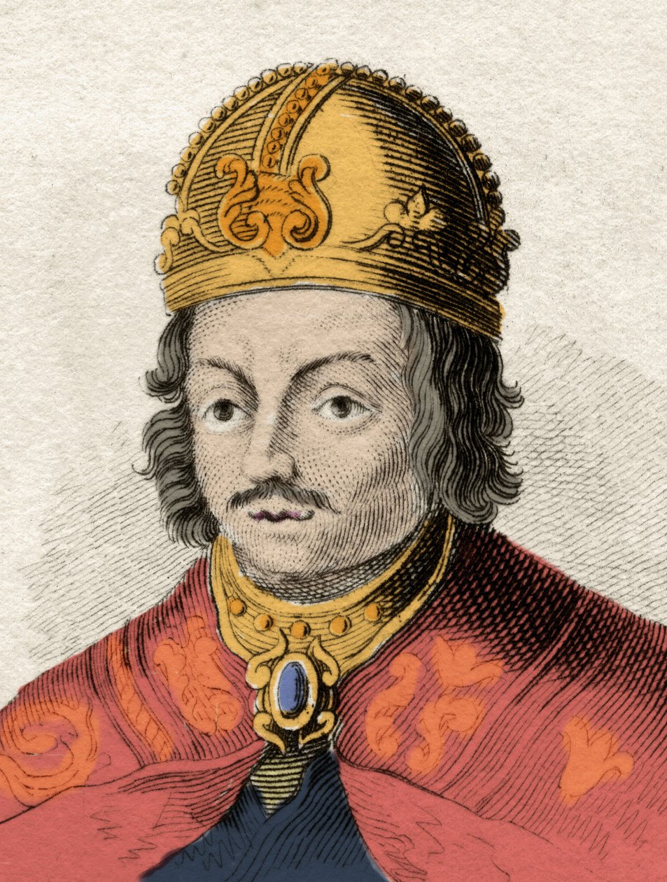 賢明なカスティーリャ王アルフォンソ10世(Alfonso X el Sabio) (1221-1284) 19世紀のエングレーヴィング。ミラネーゼ 作： 匿名匿名