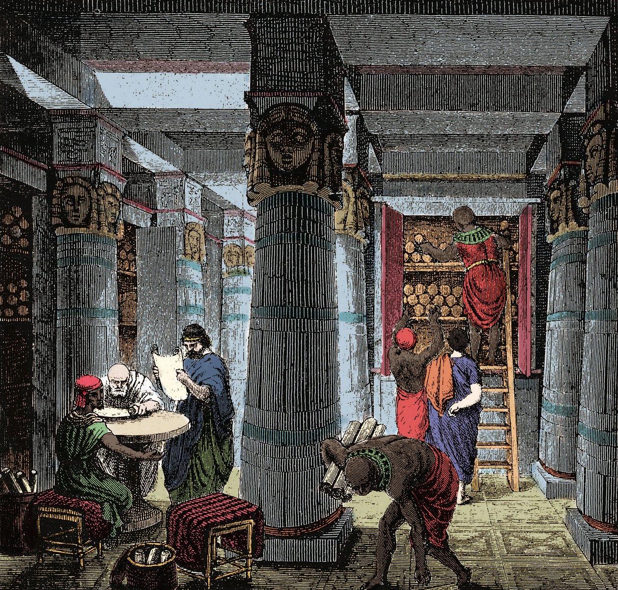 The Library of Alexandria - エジプトのアレキサンドリア図書館の内部の様子。 作： 匿名匿名