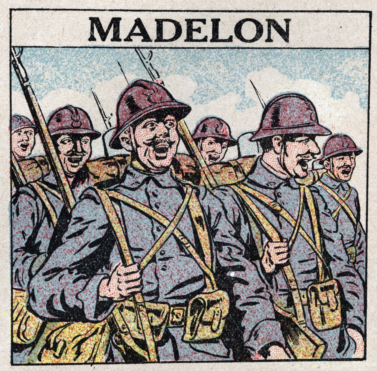 音楽の効果：フランスの歌「ラ・マデロン」は軍隊に勇気を与える。1925年の匿名のイラスト。個人蔵。 作： 匿名匿名