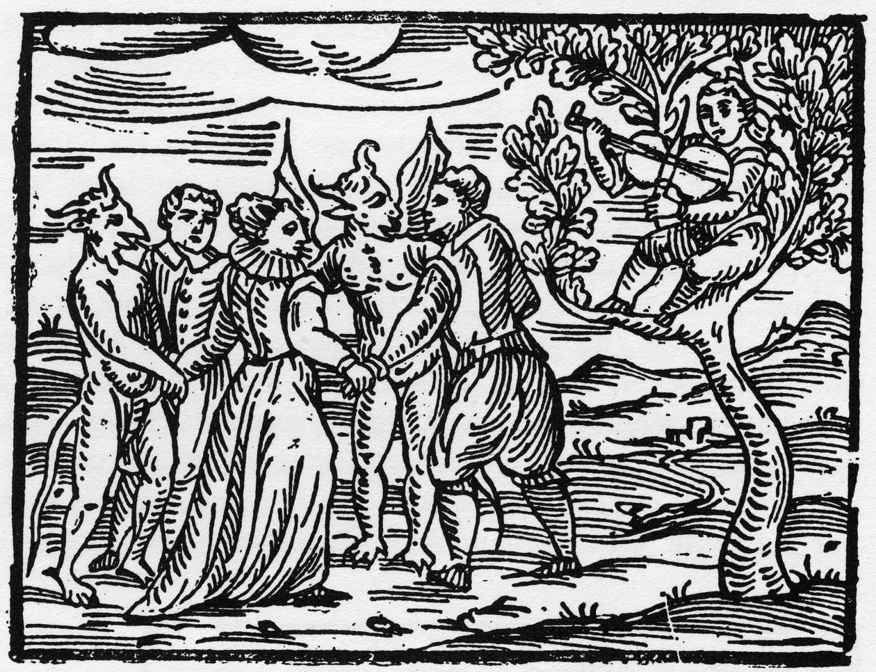 ヴァイオリンの音に合わせて踊る安息日の魔女たち - 魔女とその悪とその救済についての情報をまとめた「悪霊の大要」 フランチェスコ・マリア・グアッツォまたはグアッチョまたはグアッチウス（15 作： 匿名匿名