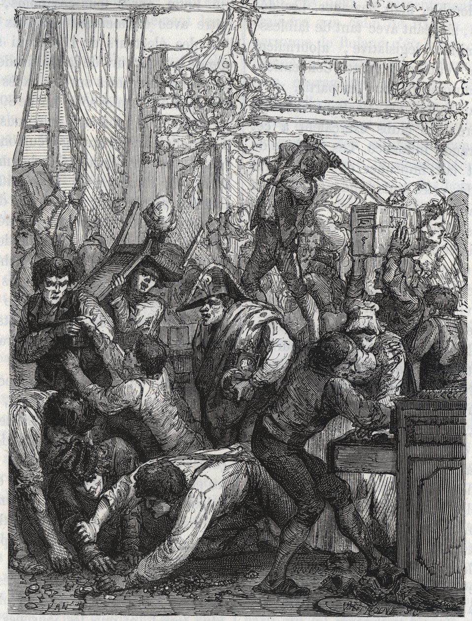 衛兵家具の盗難（現在のHotel de la Marine, Place de la Concorde） - 1792年9月11日から17日までの1週間に、ポール・ミエットに依頼された楽団がパリのHotel du Gard-Meuble de la Couronneでダイヤモンドの一部を盗んだ。 作： 匿名匿名
