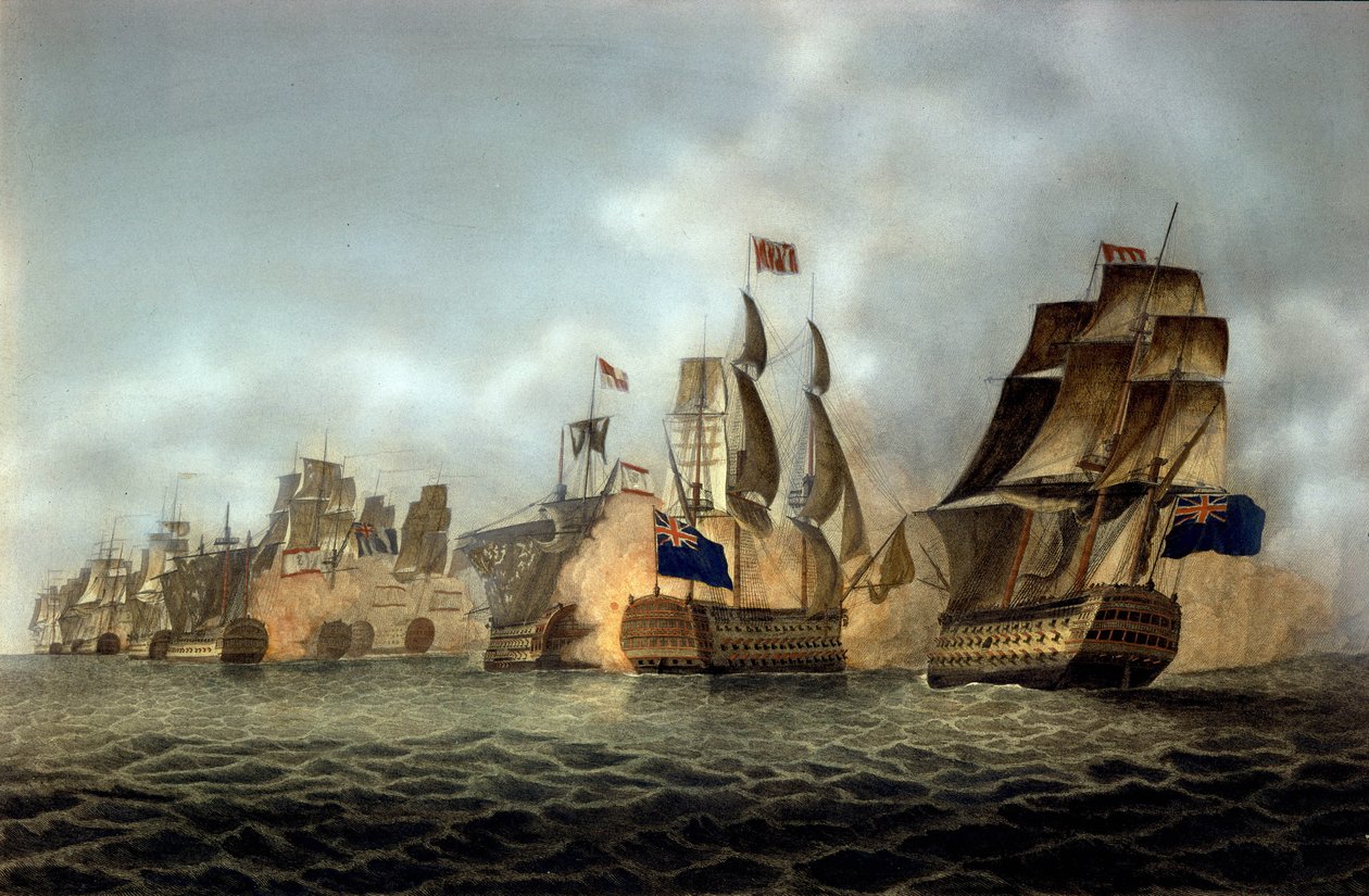 1797年2月14日のサン・ヴァンサン岬の戦いの眺め 1798年のエングレーヴィング 作： 匿名匿名
