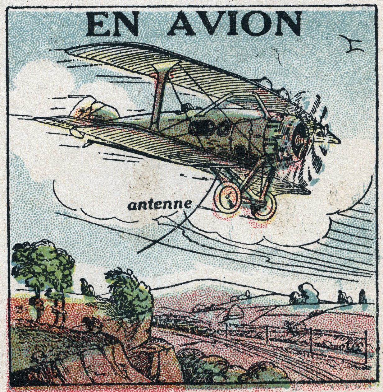 ワイヤレス・テレフォニー：飛行機で1925年の匿名のイラスト。個人蔵。 作： 匿名匿名