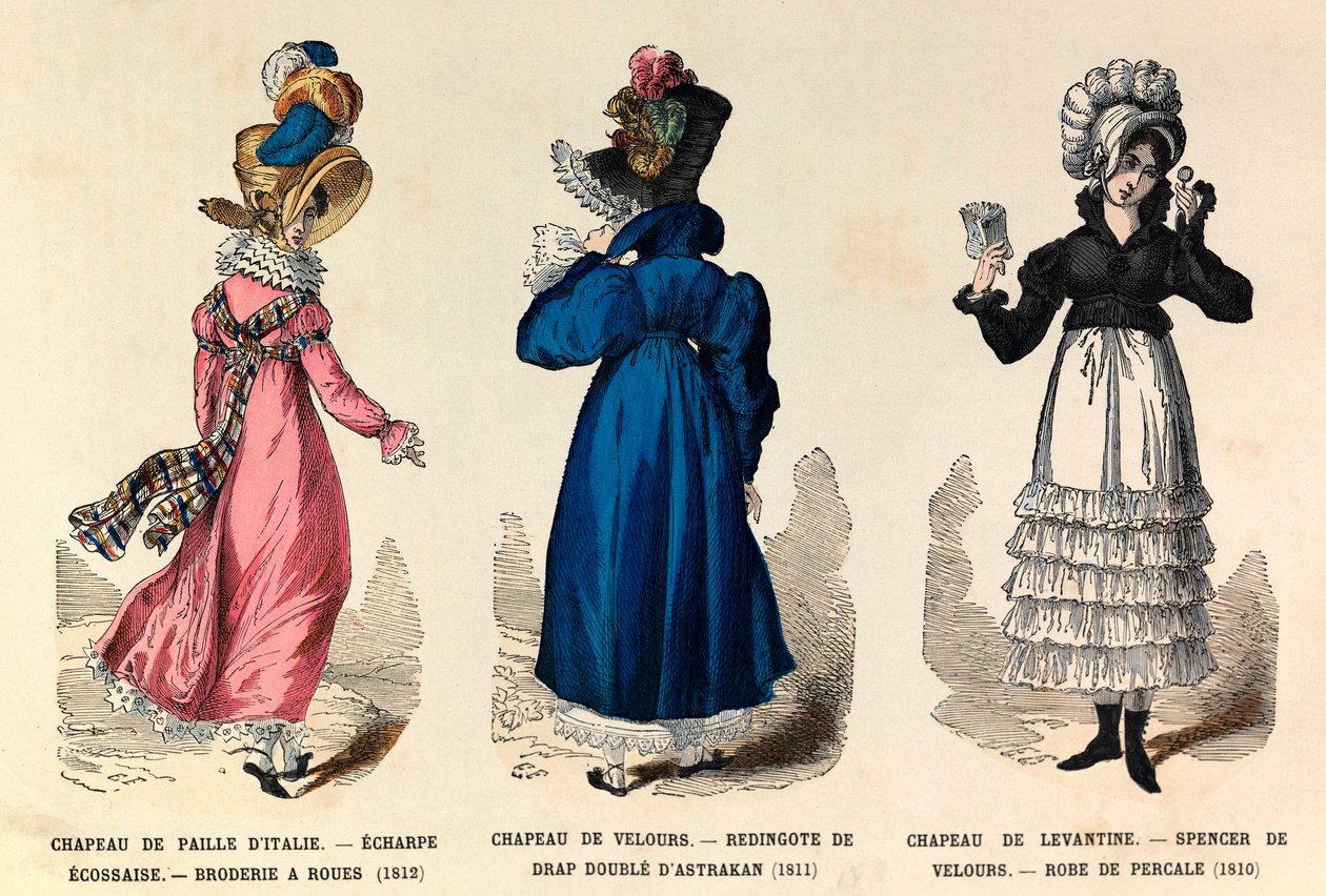 皇帝ナポレオン1世の時代（1810-1812年）の女性用コスチューム - 個人蔵 作： 匿名匿名