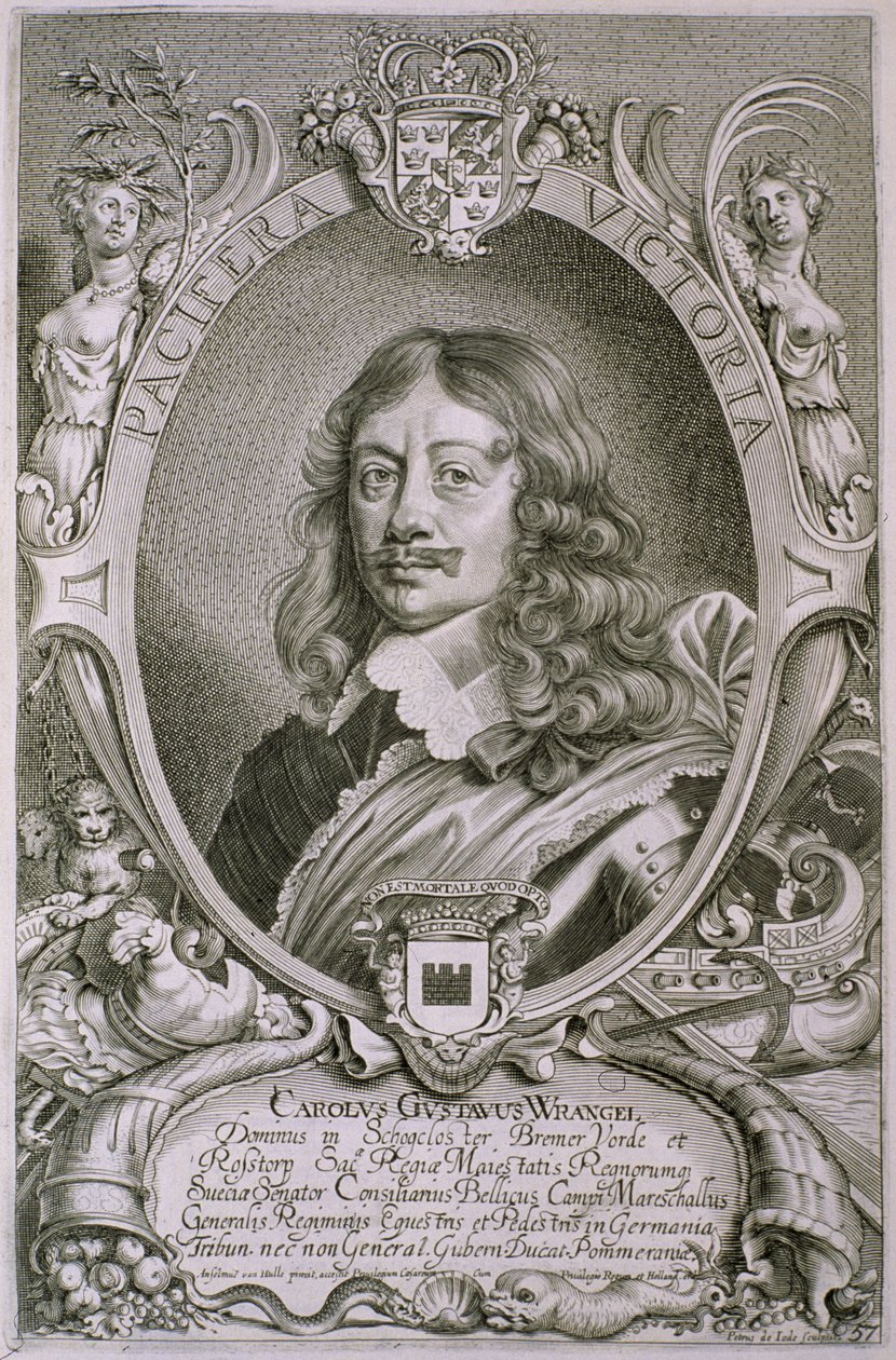 Petrus de Iodeによって彫刻された「イラストリアスな男性の肖像」からのカールグスタフランゲル（1603-73）、1706年発行 作： アンセルムス・ファン・フル