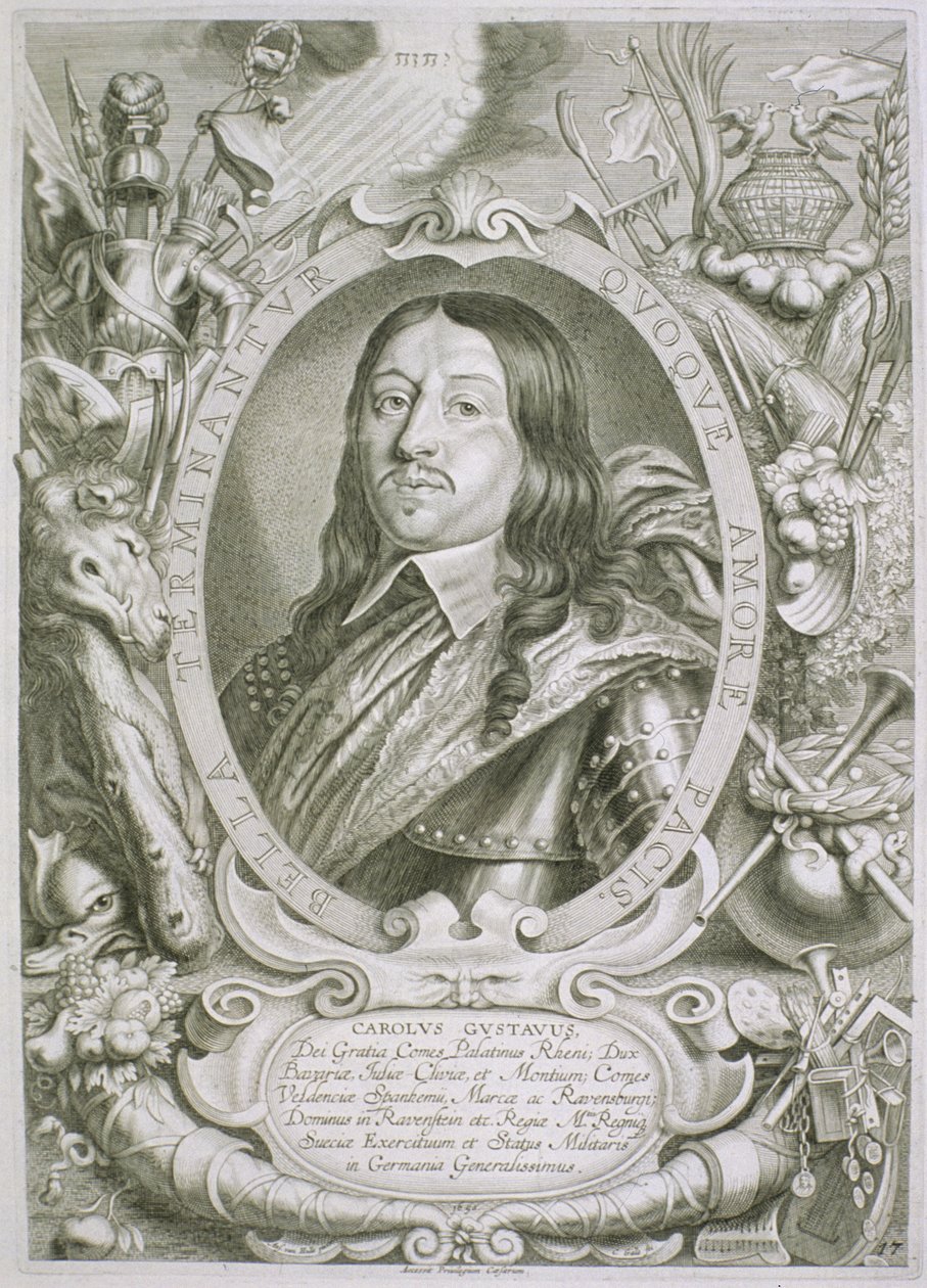 カールXグスタフ（1622-60）「Portraits des Hommes Illustres」よりスウェーデンの王、1706年発行 作： アンセルムス・ファン・フル