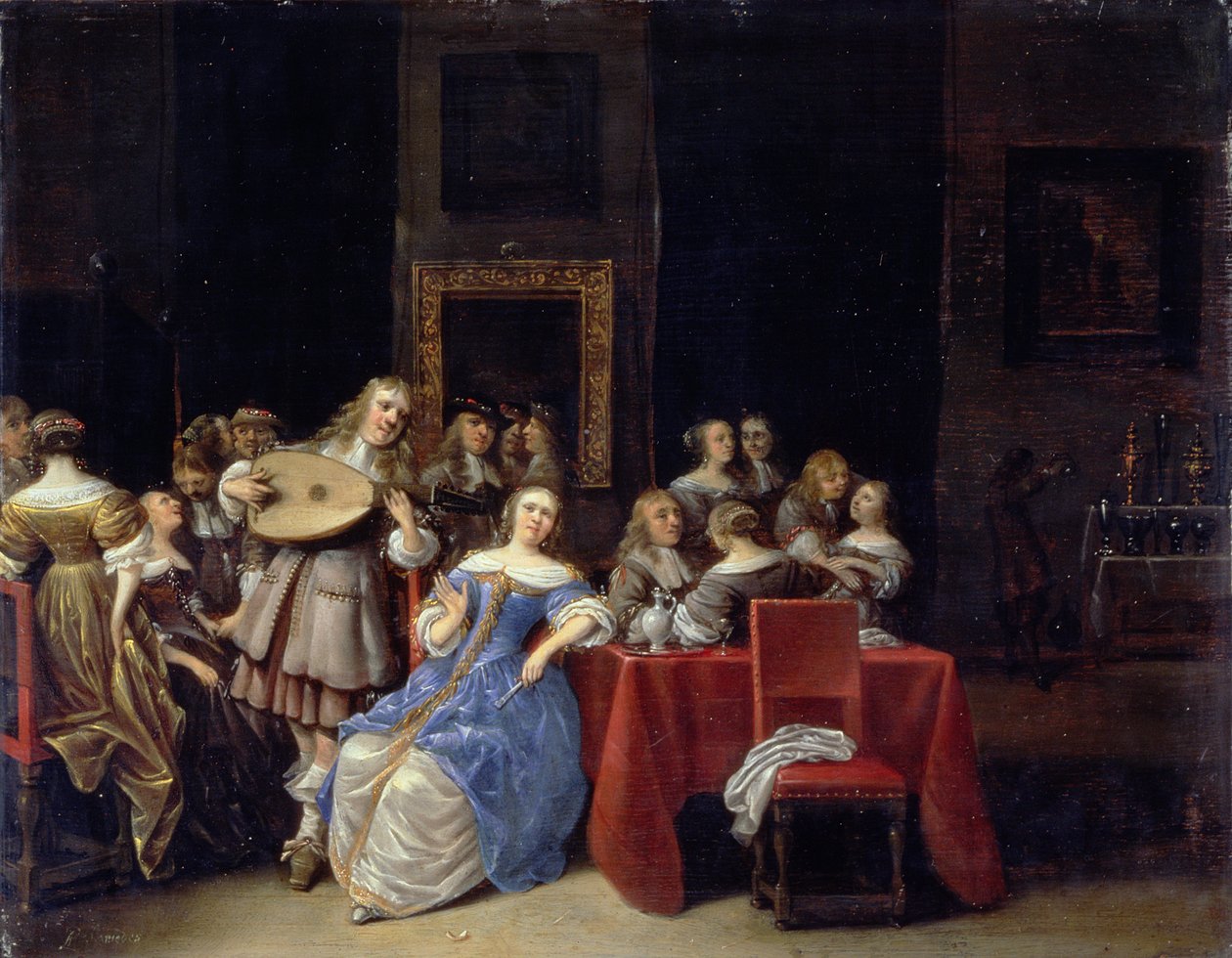 ミュージカルパーティー、1660年代（パネル） 作： アントニー・パラメデス