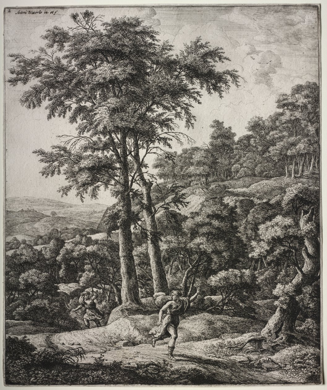 Ovid の Metamorphoses: Apollo and Daphne のシーンを含む 6 つの大きな直立した風景 作： アントニー・ウォータールー