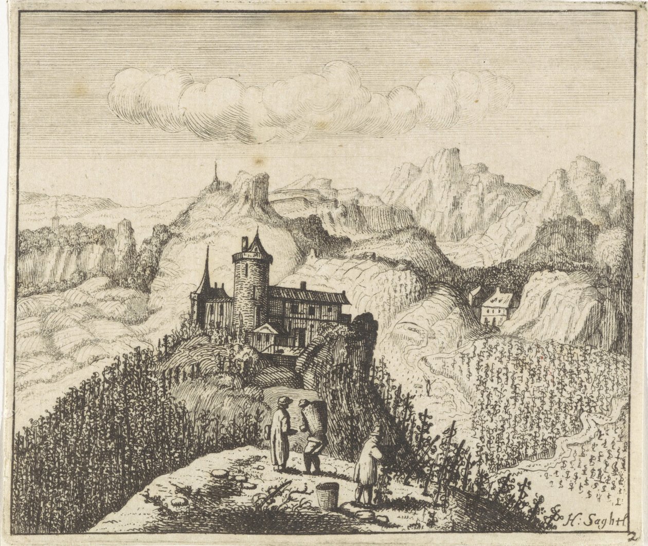 ぶどう狩りの山岳風景 作： Anthonie de Winter（に起因）