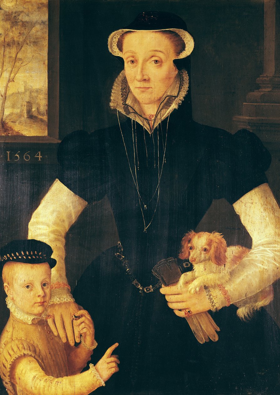 未亡人と彼女の息子、1564 作： アントニス・ファン・ダショースト・モル