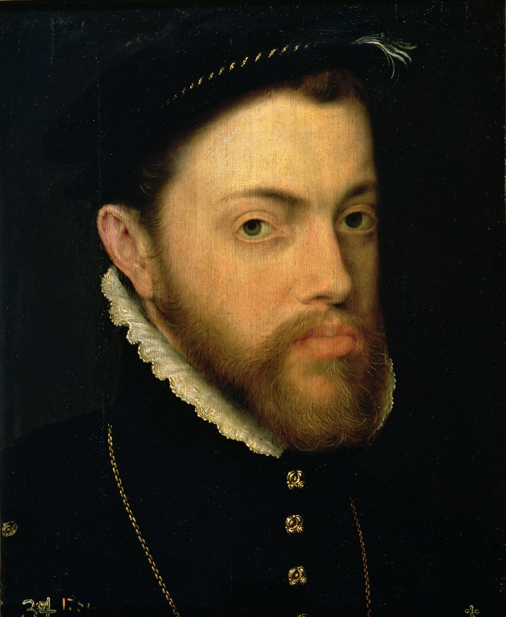 スペインのフィリップ2世の肖像（1527-98） 作： アントニス・ファン・ダショースト・モル