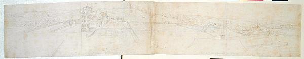 グリニッジ宮殿、1544年頃（紙にペン、インク、鉛筆 作： アントニス・ファン・デン・ウィンガーデ