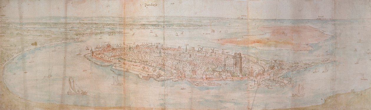 高台から西に向かうドルドレヒトのパノラマ ビュー、1545 年 作： アントニス・ファン・デン・ウィンガーデ