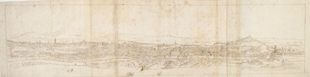 モンテマリオからのローマのパノラマビュー、前景のカステルサンアンジェロ、1550年代 作： アントニス・ファン・デン・ウィンガーデ
