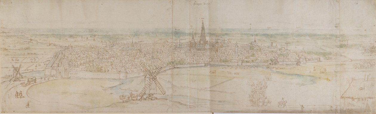 高台から南西に向かうスヘルトーヘンボス デン ハーグのパノラマ ビュー、c1545-50。 作： アントニス・ファン・デン・ウィンガーデ
