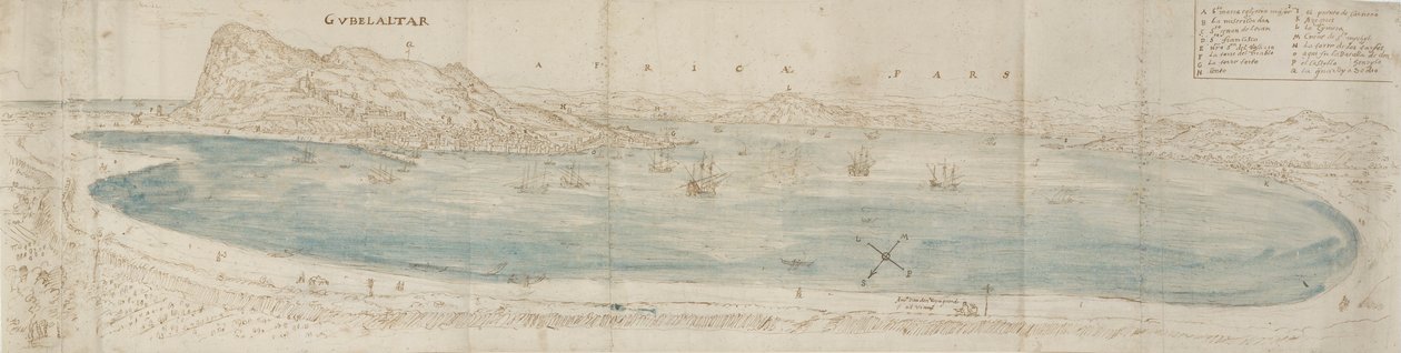 ジブラルタル湾のパノラマビュー、c1567 作： アントニス・ファン・デン・ウィンガーデ