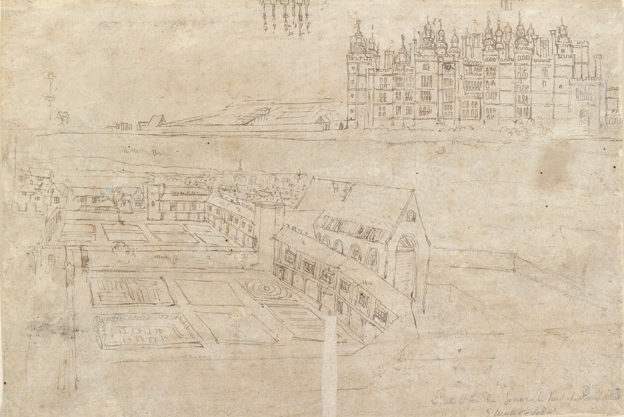 リッチモンド宮殿とプライベート ガーデンのリバー フロント、1550 年代 作： アントニス・ファン・デン・ウィンガーデ