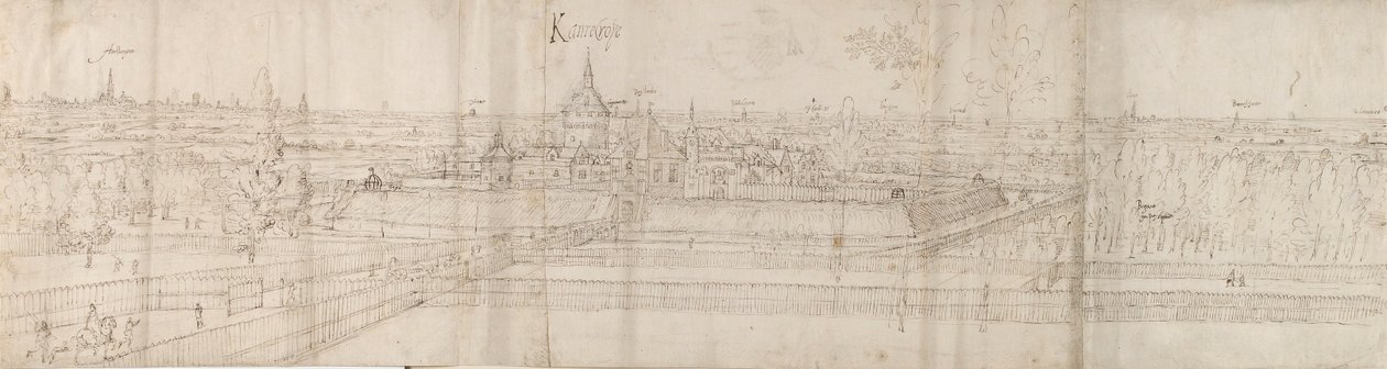 アントワープ近くのカンテクロイ宮殿とその周辺の田園地帯の眺め、1557-58 作： アントニス・ファン・デン・ウィンガーデ