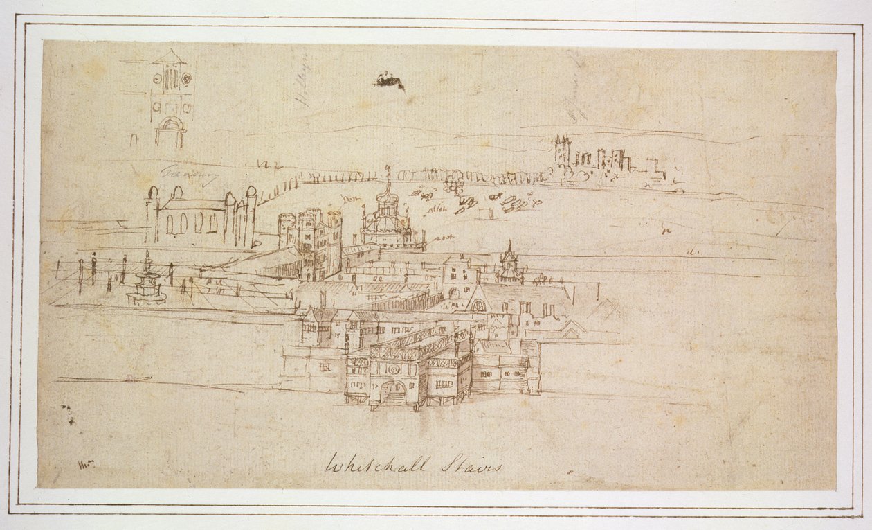 ホワイトホール階段、c.1544（紙にペンとインク） 作： アントニス・ファン・デン・ウィンガーデ