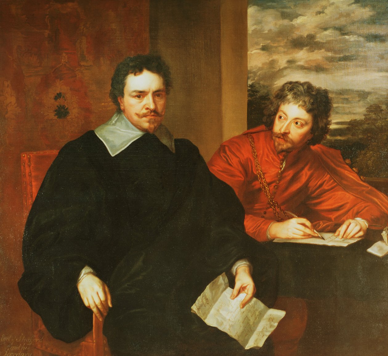 ストラフォード伯爵トーマス・ウェントワース（1593-1641）とその書記、フィリップ・メインワーリング卿（1589-1661）1640（原文は91603を参照） 作： アンソニー・ヴァン・ダイク