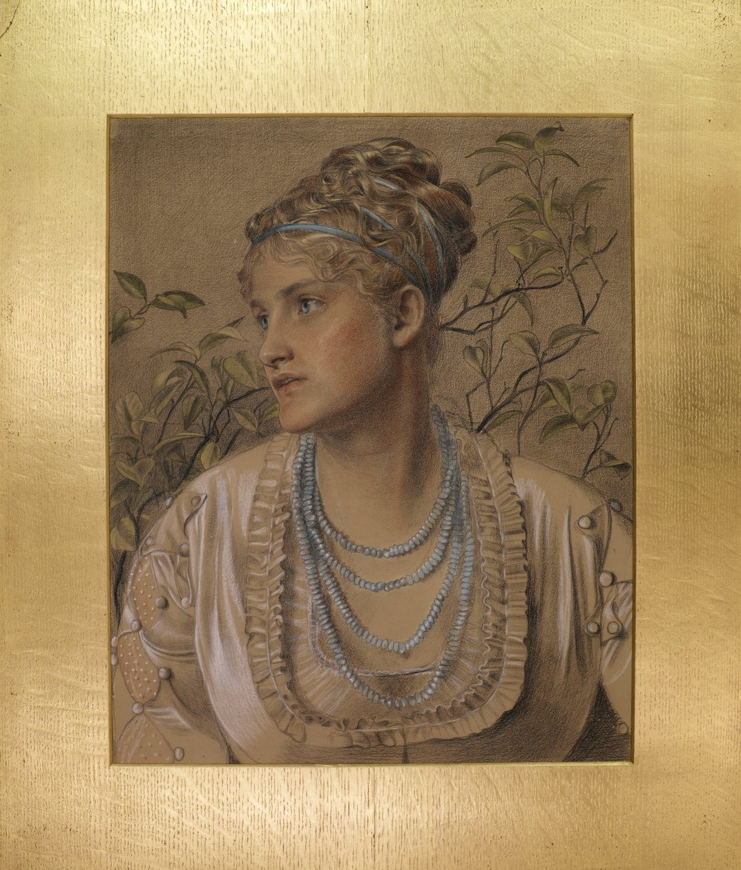 メアリー・サンディ（1845-1920）、c.1871-73（バフ紙に色のついたチョーク） 作： アンソニーフレデリックオーガスタスサンディ