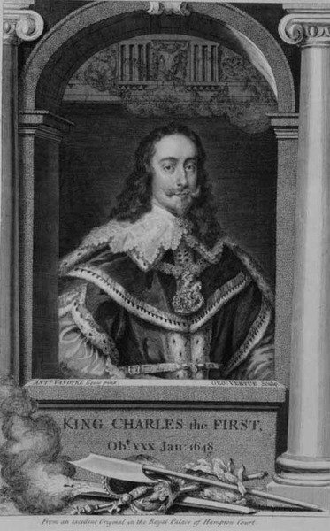 チャールズ1世（1600-49）1625年からグレートブリテンおよびアイルランドの王、ジョージ・ヴァーチュ（1684-1756）（エングレービング 作： アンソニー・ヴァン（後）・ディック