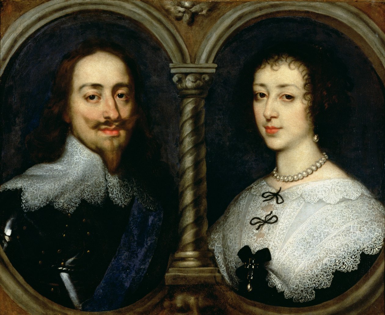 イギリスのチャールズ1世（1600〜49年）とヘンリエッタマリア女王（1609〜69年） 作： アンソニー・ヴァン・ダイク