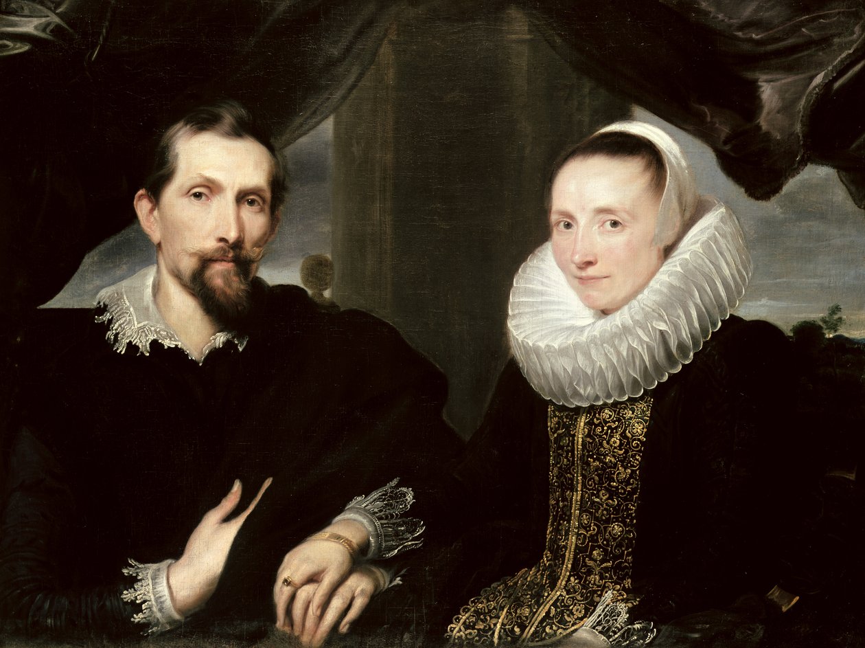 画家Frans Snyders（1579-1657）と彼の妻Margaretha de Vos、1621の二重の肖像 作： アンソニー・ヴァン・ダイク
