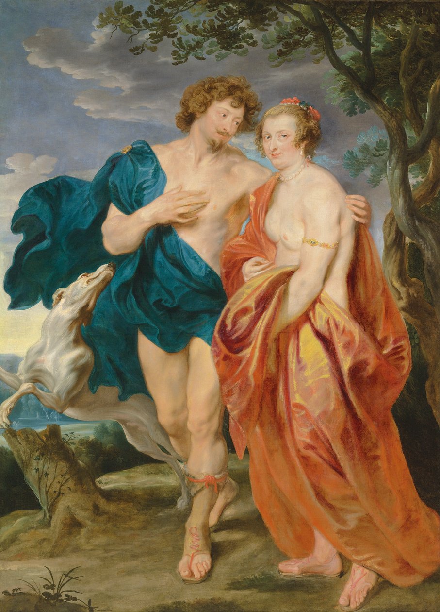 侯爵、後の第1代バッキンガム公爵ジョージ・ヴィリアーズ（1592-1628）と妻キャサリン・マナーズ（1603-1649）のヴィーナスとアドニスの二重肖像（油彩・カンヴァス） 作： アンソニー・ヴァン・ダイク