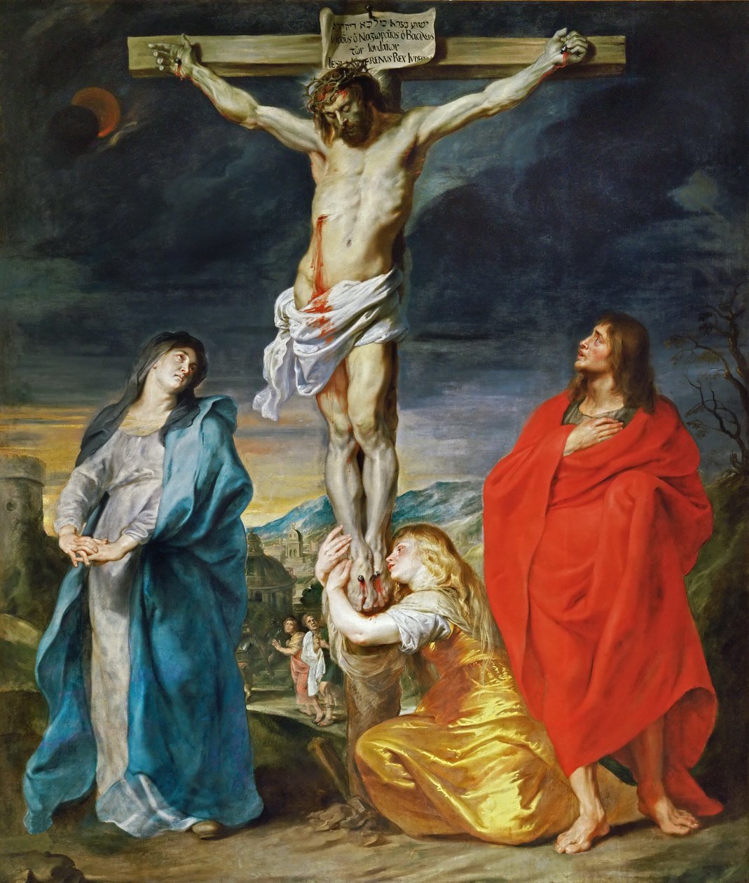 フランス語  Le Calvaire 聖母、聖ヨハネ、マグダラのマリアと共に磔にされたキリスト 作： アンソニー・ヴァン・ダイク