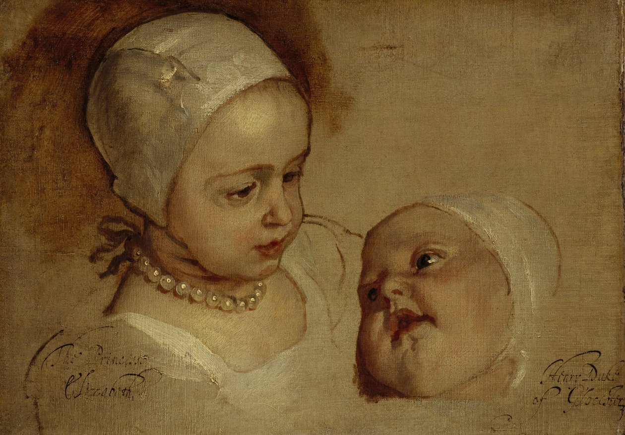 エリザベス王女（1635年 - 1650年）とアン王女（1637年 - 1640年）。チャールズ1世の娘たち 作： アンソニー・ヴァン・ダイク
