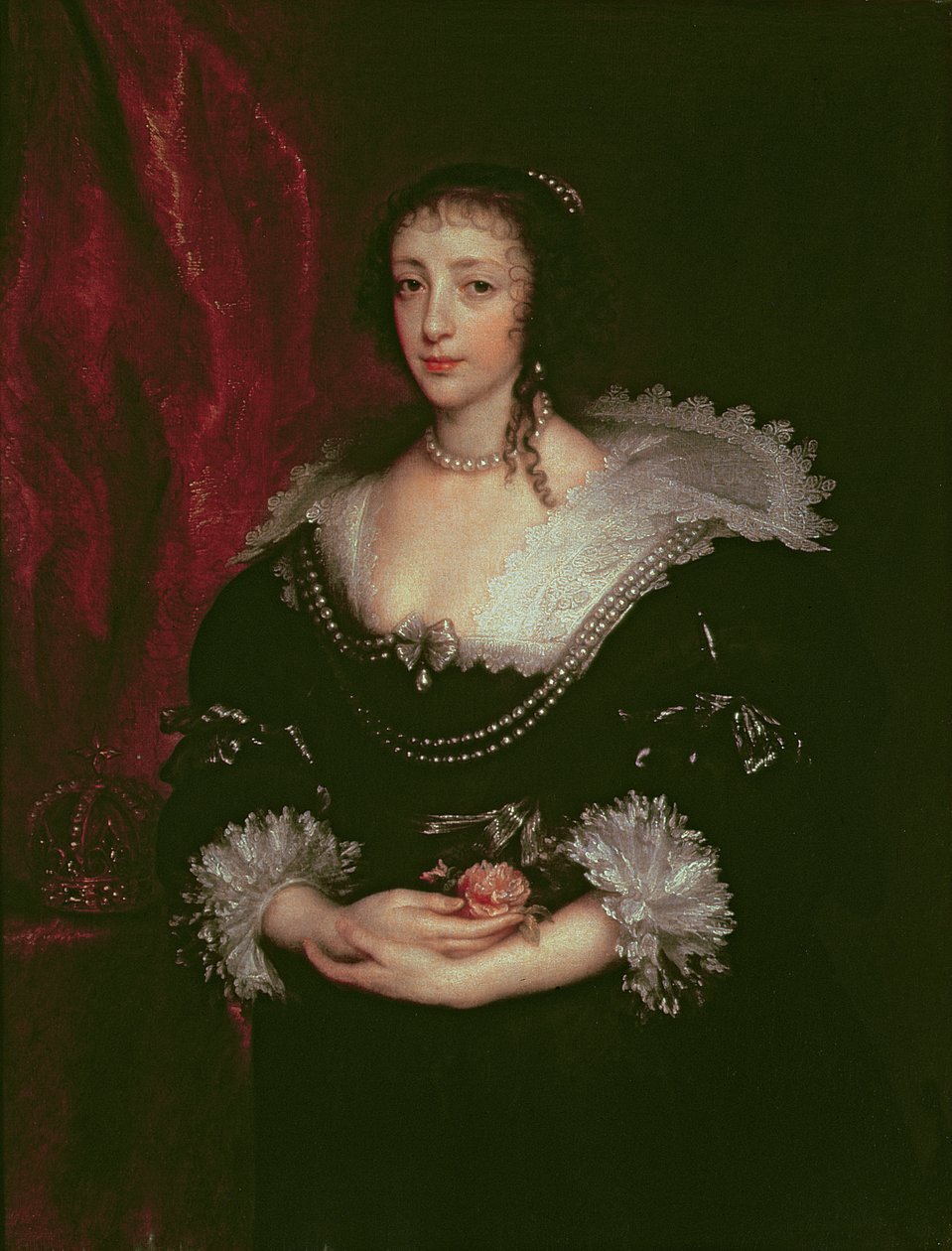 ヘンリエッタマリア女王（1609-1669）、イギリスのチャールズ1世の女王の配偶者、1632年 作： アンソニー・ヴァン・ダイク