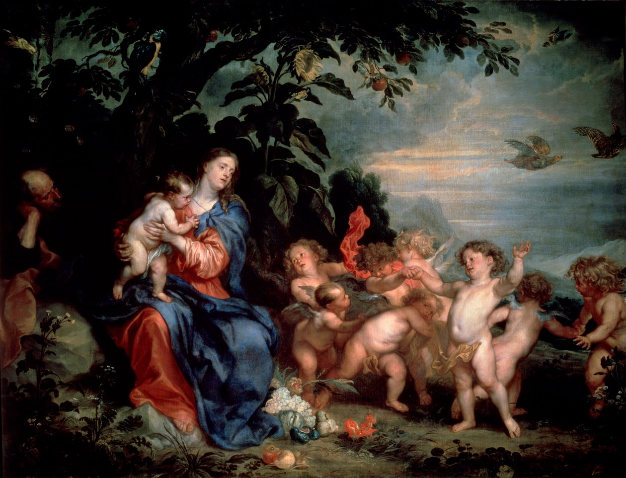 パートリッジとのエジプトのバージンへの飛行、c1629-1630で休んでください。 作： アンソニー・ヴァン・ダイク