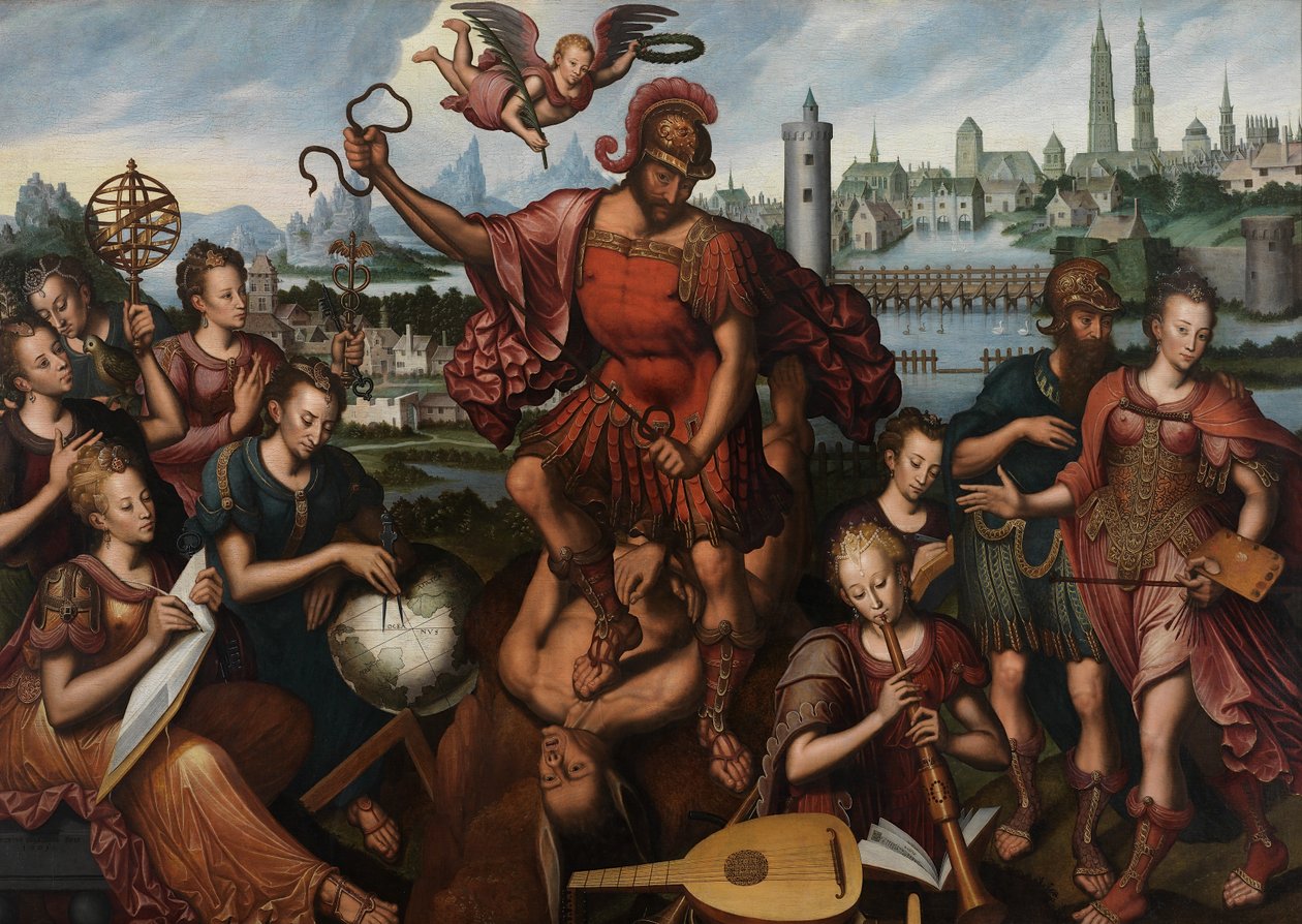 芸術と科学に囲まれた火星は無知を征服する 作： Anthuenis (1536-1613) Claeissins または Claeissens