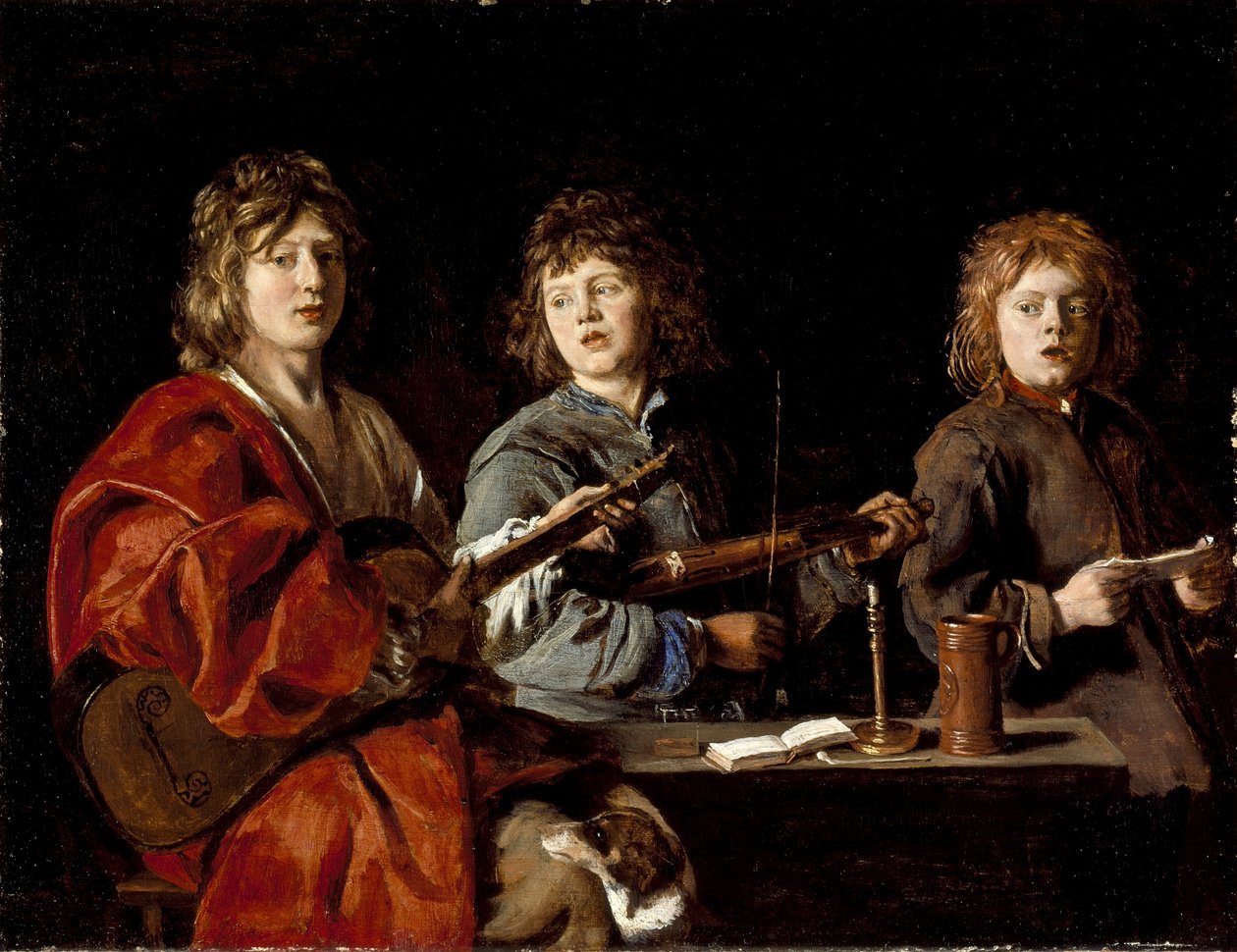 3人の若い音楽家、1630年頃（木に油彩） 作： アントワーヌ・ル・ナン