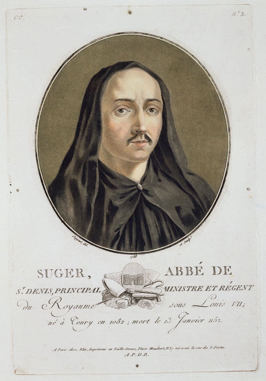 「偉大な男性、輝かしい女性、そしてフランスの記憶に残る主題の肖像」の1787-92年のAbbe de Suger（1082-1151） 作： アントワーヌ・ルイ・フランソワ・セルジェント・マルソー