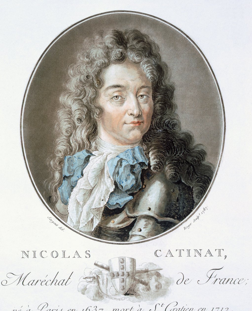 Nicolas Catinat、「フランスの偉大な男性、輝かしい女性、そして記憶に残る主題の肖像画、墓とカラープリント」、ピエールブリン、1786-92、パリ発行（カラー彫刻） 作： アントワーヌ・ルイ・フランソワ・セルジェント・マルソー